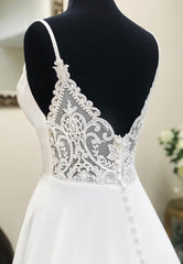 White V-Neck Long Corset Prom Dresses, A-Line Lace Evening Dresses outfit, Prom Dress Inspiration